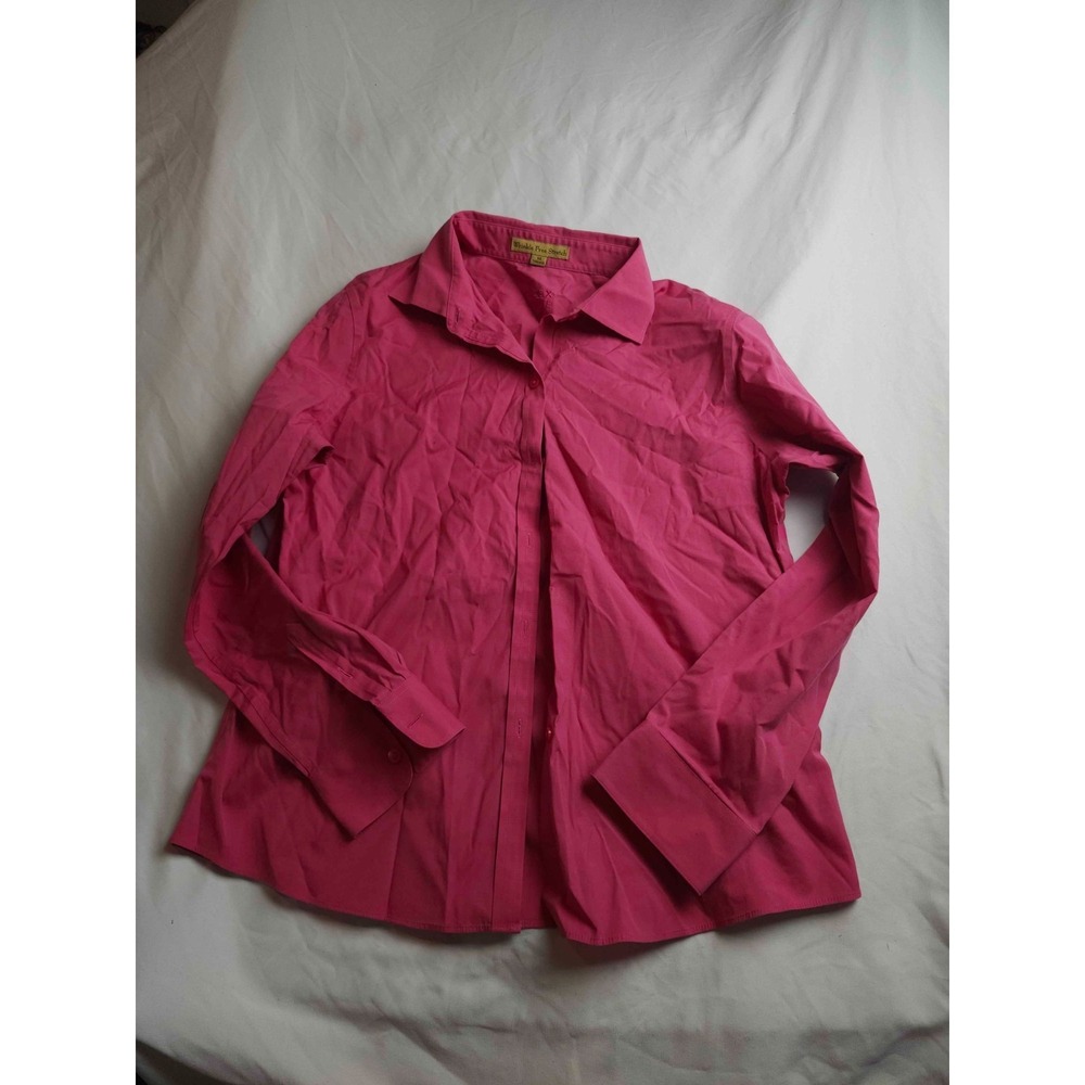 Alex Marie Shirt Womens Size 14 Pink Wrinkle Free Stretch Button Up Long‎ Sleeve